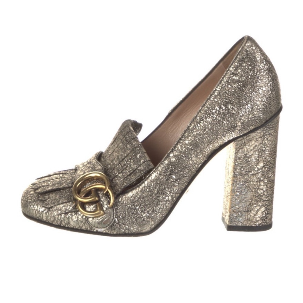 Gucci | Double G | Metallic leather heels | US 7 | IT37